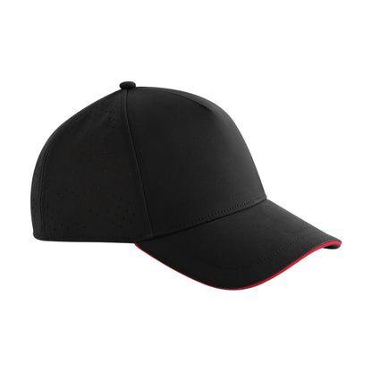 Black-Red - Front - Beechfield Accelerate Baseball Cap