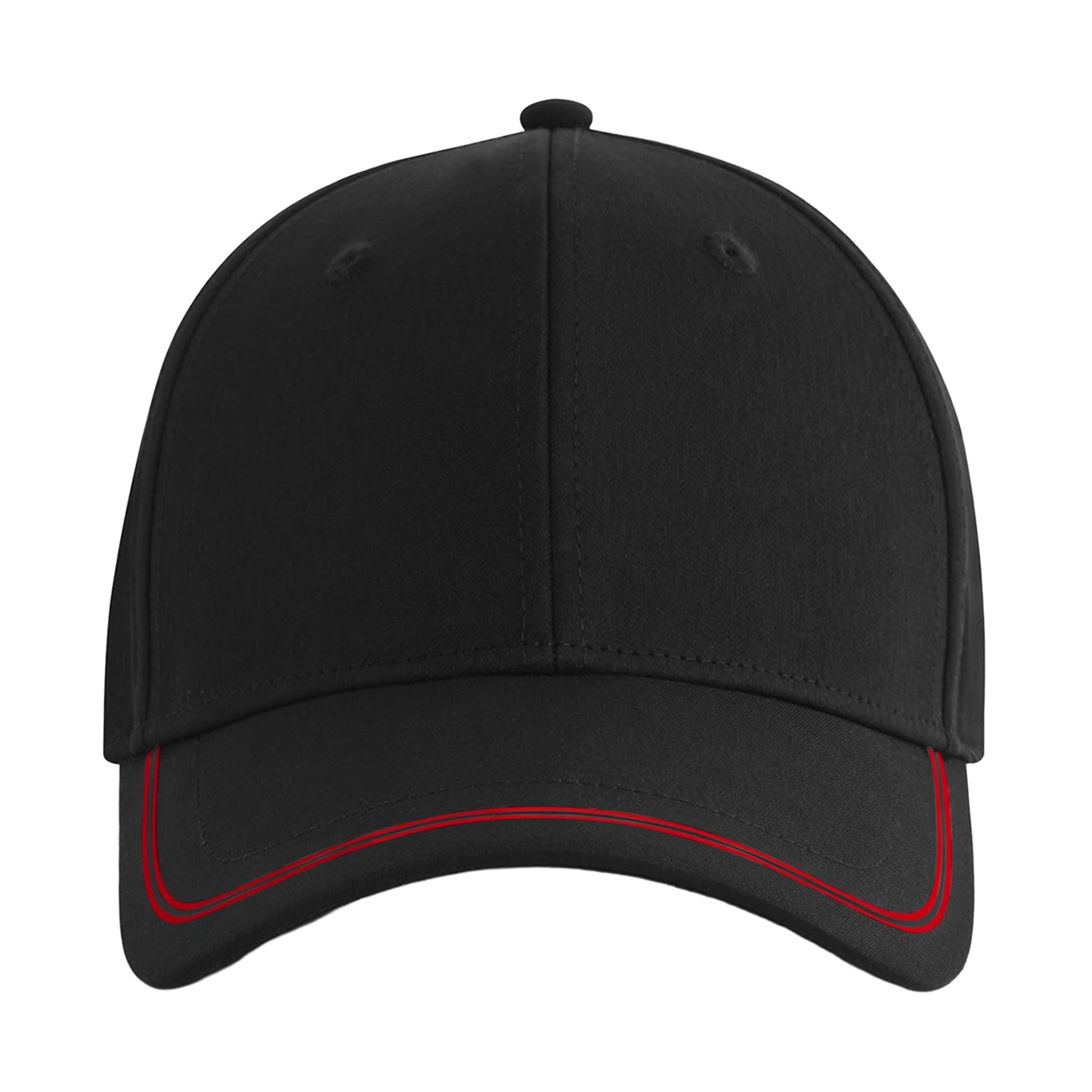 Black-Red - Side - Beechfield Match Day Baseball Cap
