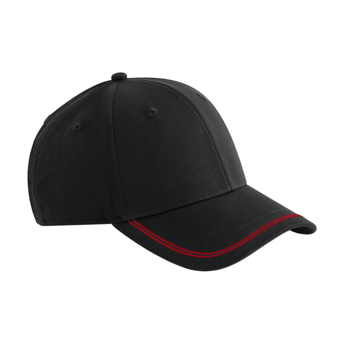 Black-Red - Front - Beechfield Match Day Baseball Cap