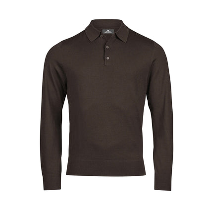 Mocha - Front - Tee Jays Mens Knitted Polo Shirt