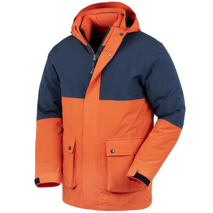 Orange-Navy - Front - Result Recycled Unisex Adult Padded Ripstop 3 in 1 Jacket