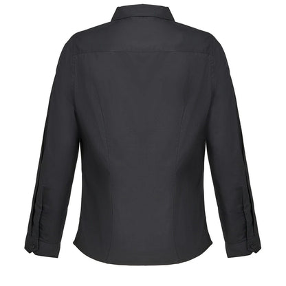 Black - Back - SOLS Womens-Ladies Bailey Poplin Long-Sleeved Shirt