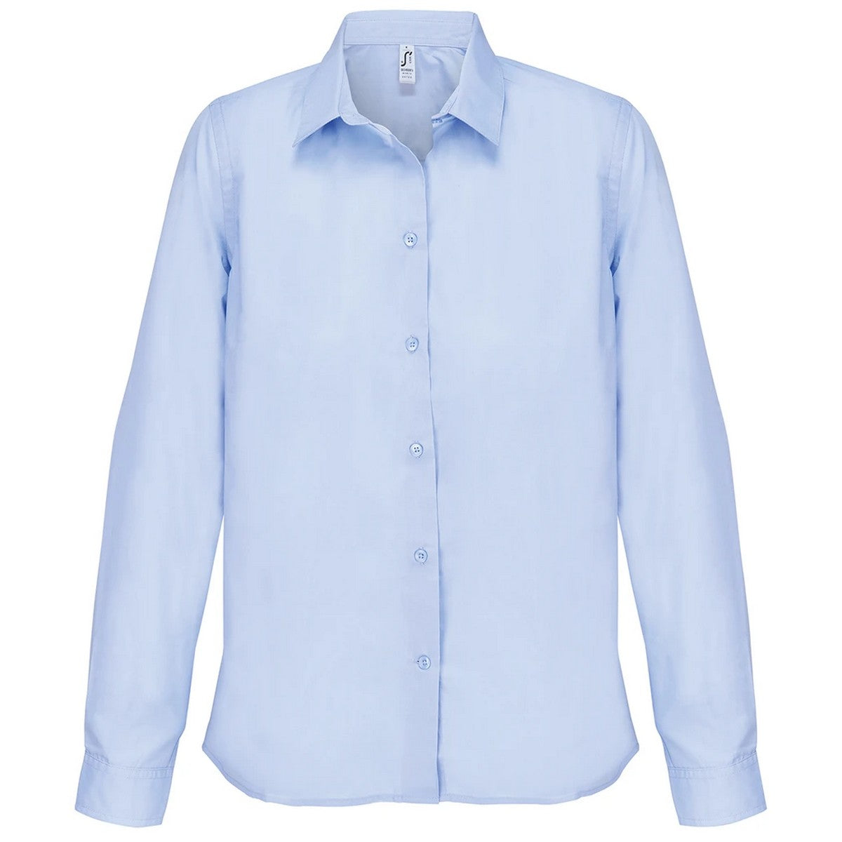 Sky Blue - Front - SOLS Womens-Ladies Bailey Poplin Long-Sleeved Shirt
