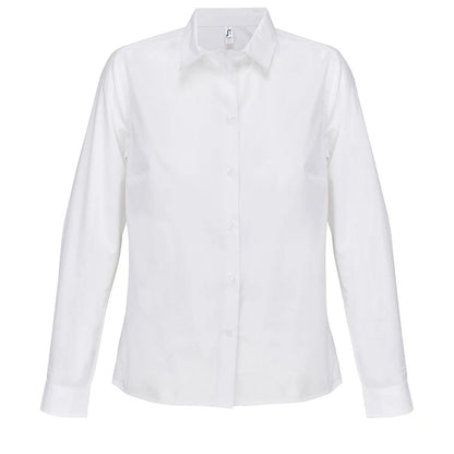 White - Front - SOLS Womens-Ladies Bailey Poplin Long-Sleeved Shirt