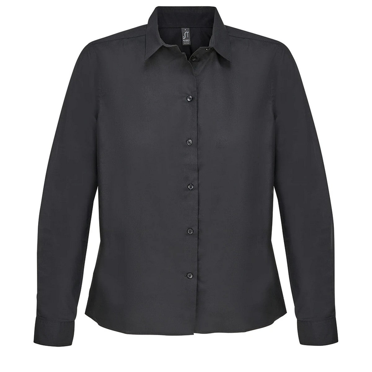 Black - Front - SOLS Womens-Ladies Bailey Poplin Long-Sleeved Shirt
