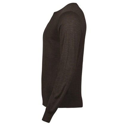 Mocha - Side - Tee Jays Mens Merino Blend Crew Neck Sweatshirt