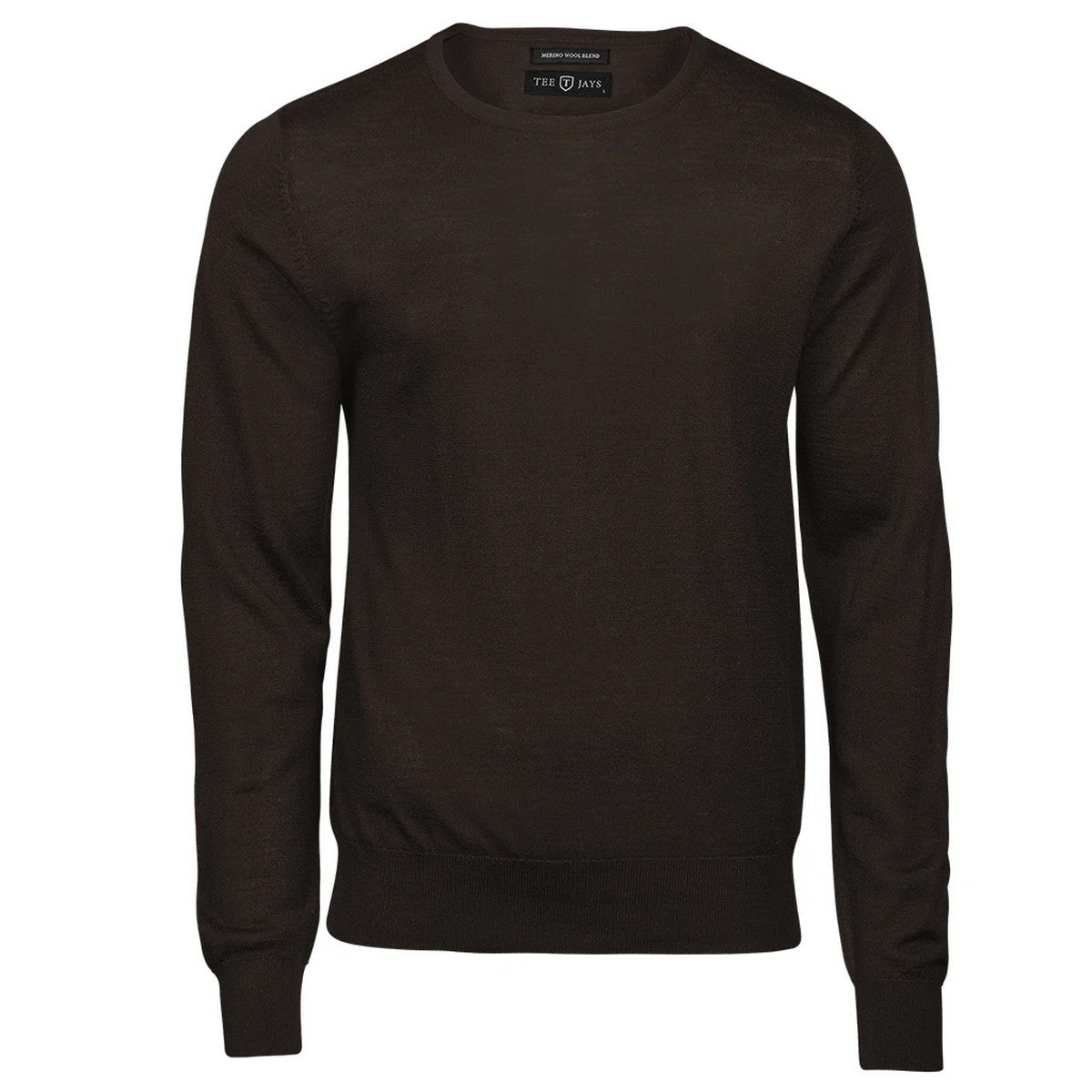 Mocha - Front - Tee Jays Mens Merino Blend Crew Neck Sweatshirt