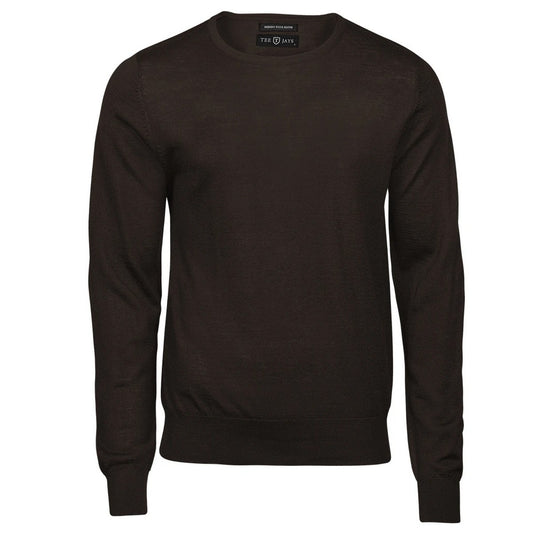 Mocha - Front - Tee Jays Mens Merino Blend Crew Neck Sweatshirt