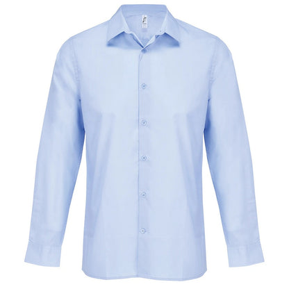Sky Blue - Front - SOLS Unisex Adult Bailey Poplin Long-Sleeved Shirt