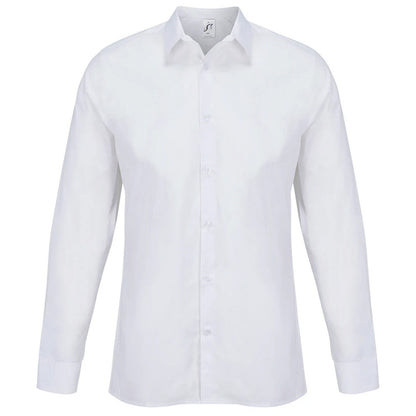 White - Front - SOLS Unisex Adult Bailey Poplin Long-Sleeved Shirt