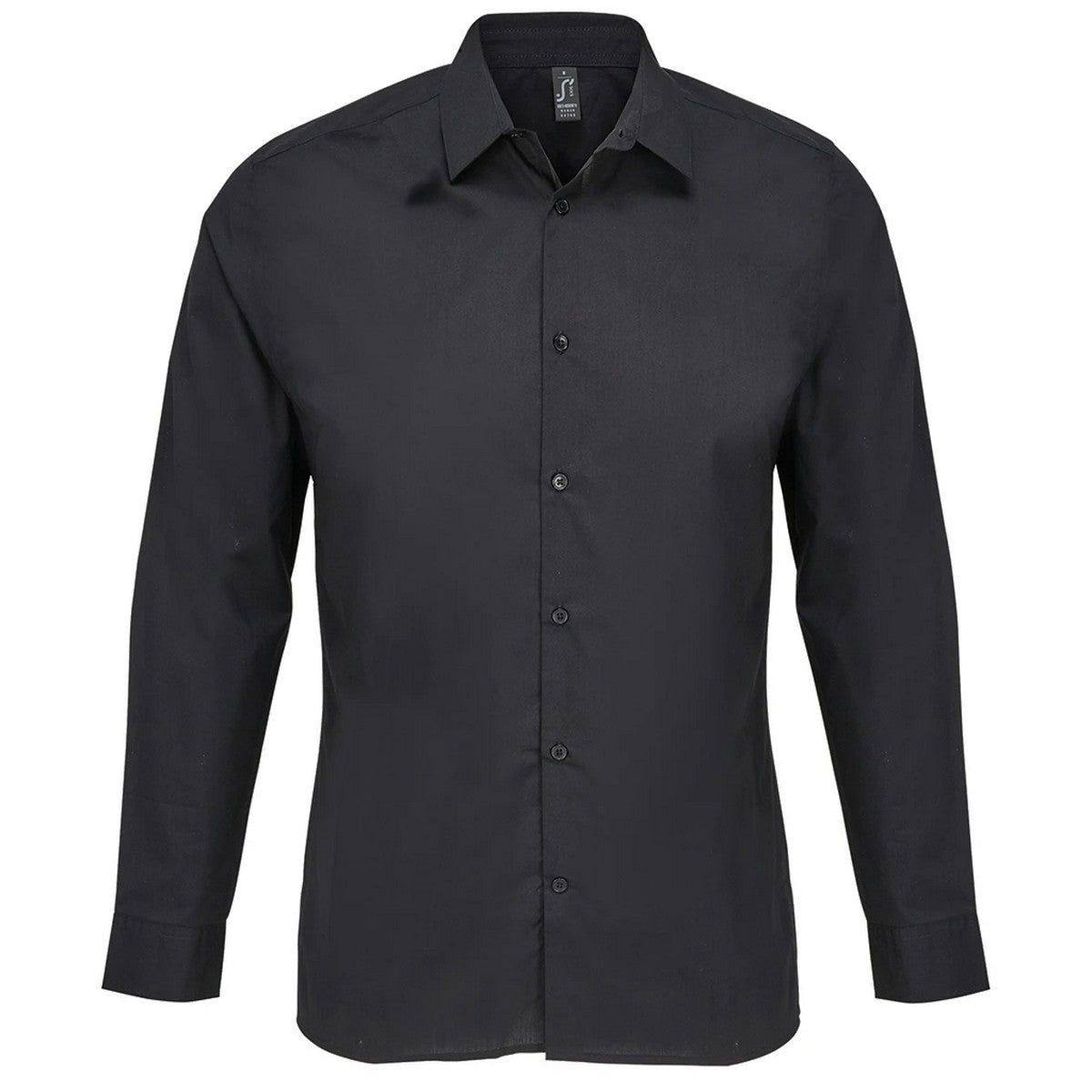 Black - Front - SOLS Unisex Adult Bailey Poplin Long-Sleeved Shirt