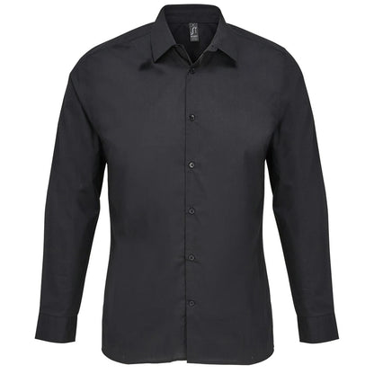 Black - Front - SOLS Unisex Adult Bailey Poplin Long-Sleeved Shirt