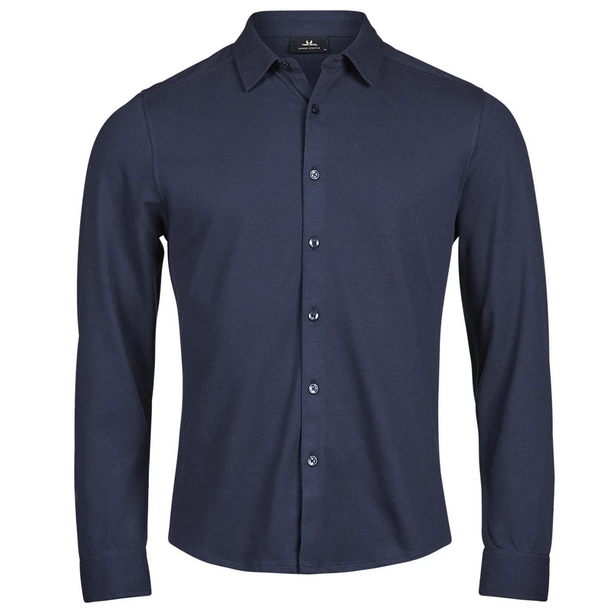 Navy - Front - Tee Jays Mens Luxury Stretch Organic Long-Sleeved Shirt