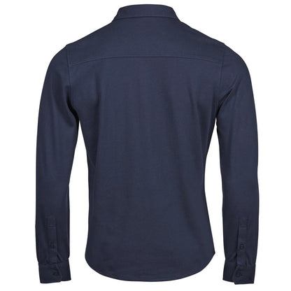 Navy - Back - Tee Jays Mens Luxury Stretch Organic Long-Sleeved Shirt
