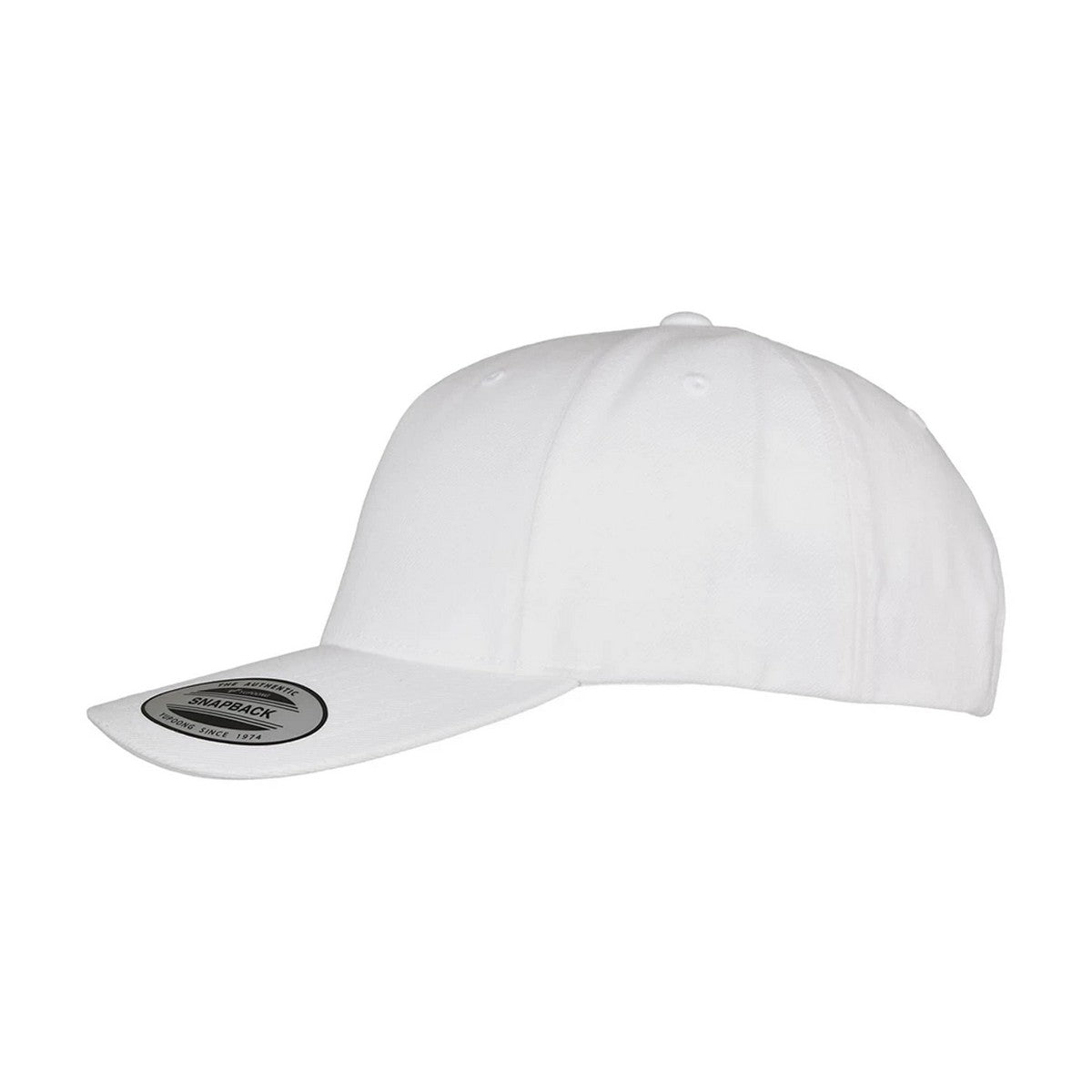 White - Side - Flexfit Unisex Adult Logo 5 Panel Snapback Cap