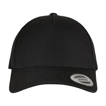 Black - Front - Flexfit Unisex Adult Logo 5 Panel Snapback Cap