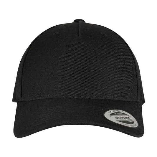 Black - Front - Flexfit Unisex Adult Logo 5 Panel Snapback Cap