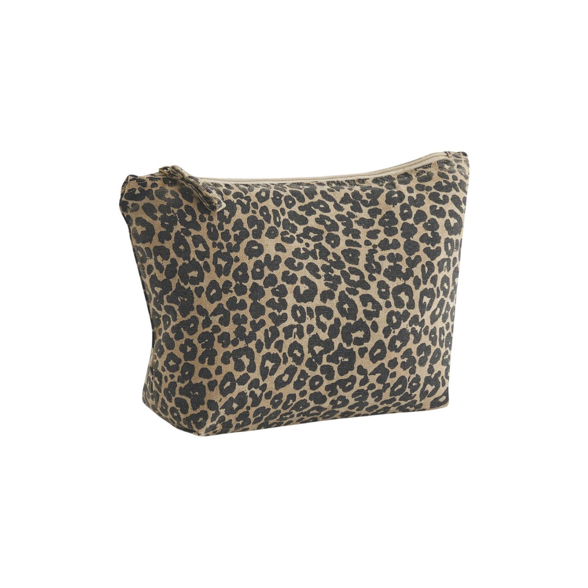 Black-Beige - Front - Westford Mill Leopard Print Canvas 3.5L Accessory Bag
