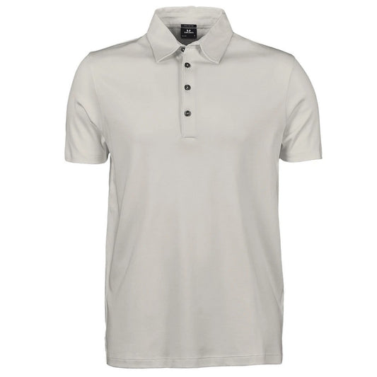 Cement - Front - Tee Jays Mens Prima Cotton Interlocking Polo Shirt