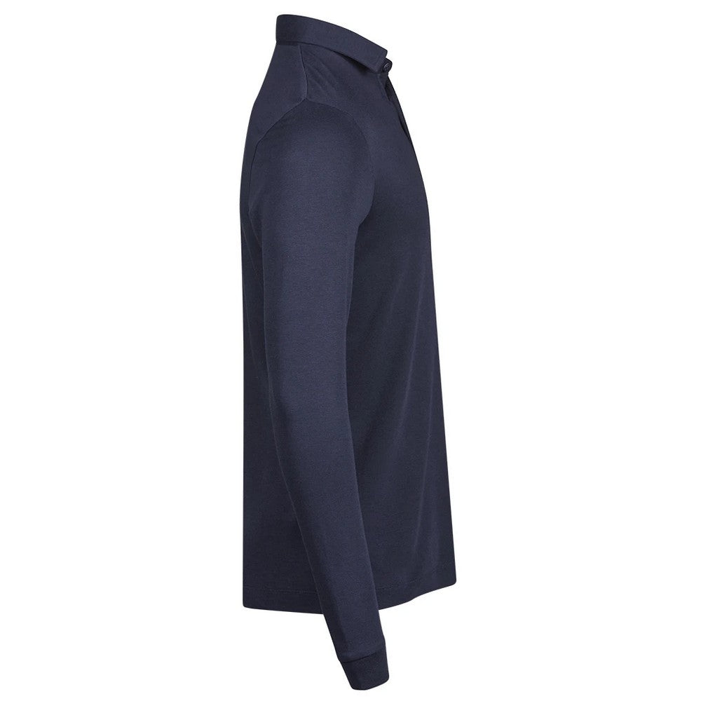 Navy - Side - Tee Jays Mens Prima Long-Sleeved Polo Shirt