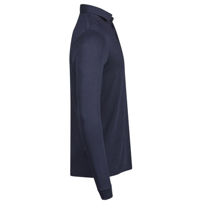 Navy - Side - Tee Jays Mens Prima Long-Sleeved Polo Shirt