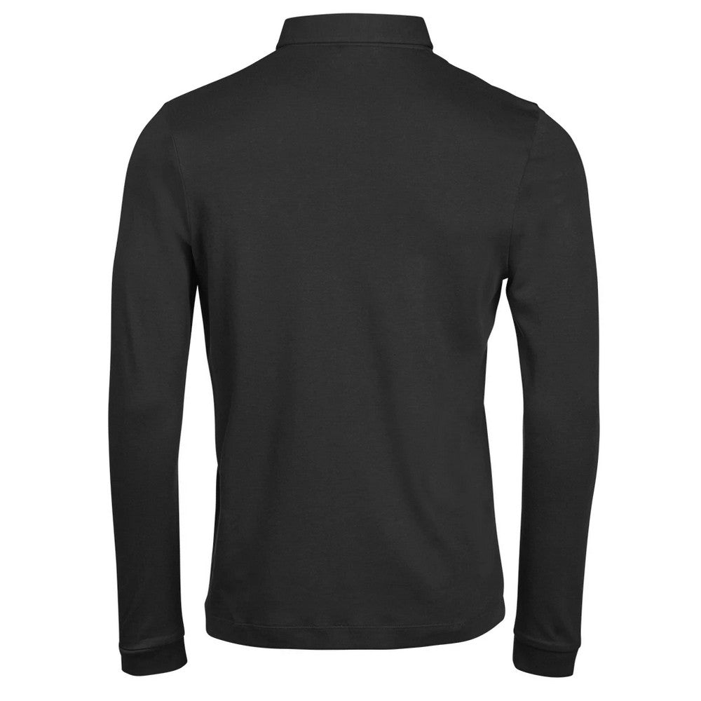 Black - Back - Tee Jays Mens Prima Long-Sleeved Polo Shirt