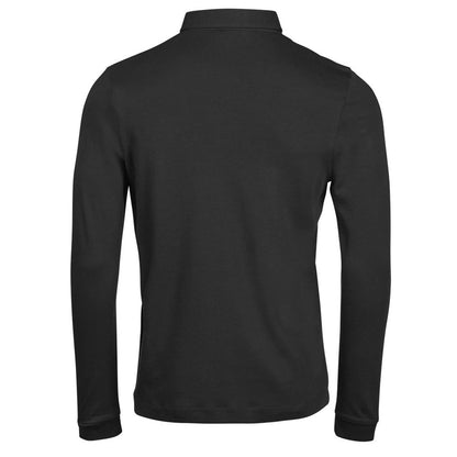 Black - Back - Tee Jays Mens Prima Long-Sleeved Polo Shirt