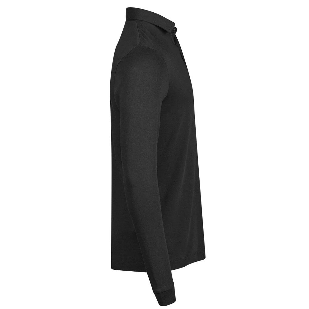 Black - Side - Tee Jays Mens Prima Long-Sleeved Polo Shirt