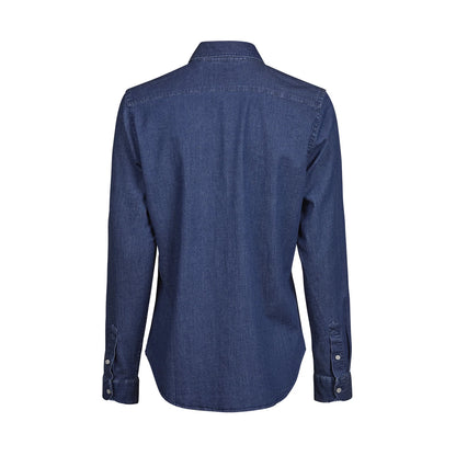Blue Denim - Back - Tee Jays Womens-Ladies Denim Long-Sleeved Shirt