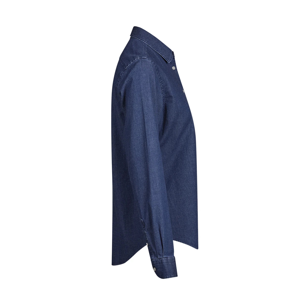Blue Denim - Side - Tee Jays Womens-Ladies Denim Long-Sleeved Shirt