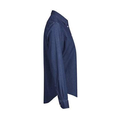 Blue Denim - Side - Tee Jays Womens-Ladies Denim Long-Sleeved Shirt
