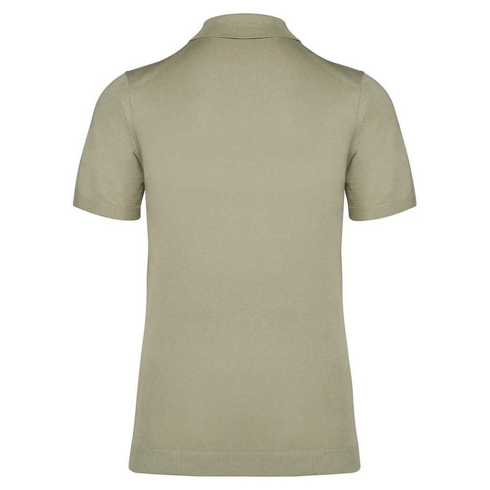Almond Green - Back - Spasso Mens Knitted Straight Polo Shirt