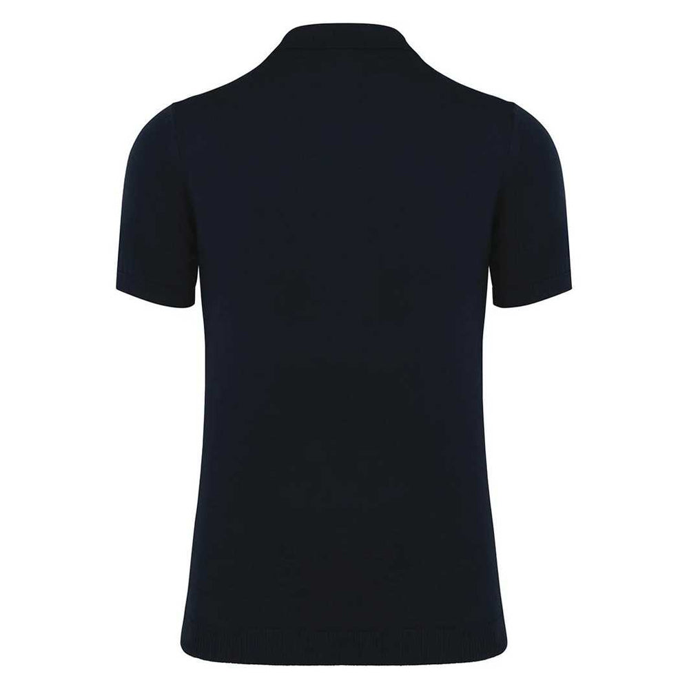 Navy - Back - Spasso Mens Knitted Straight Polo Shirt