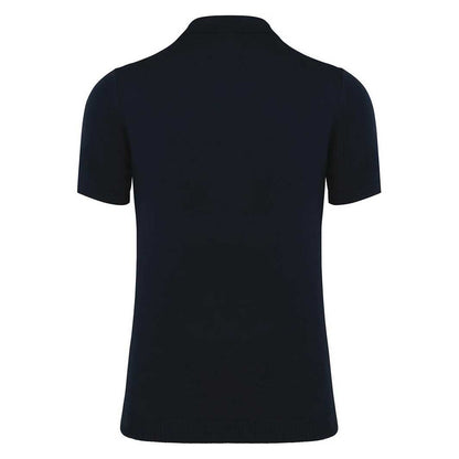 Navy - Back - Spasso Mens Knitted Straight Polo Shirt