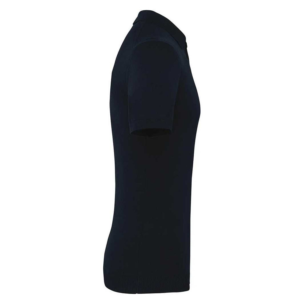 Navy - Side - Spasso Mens Knitted Straight Polo Shirt