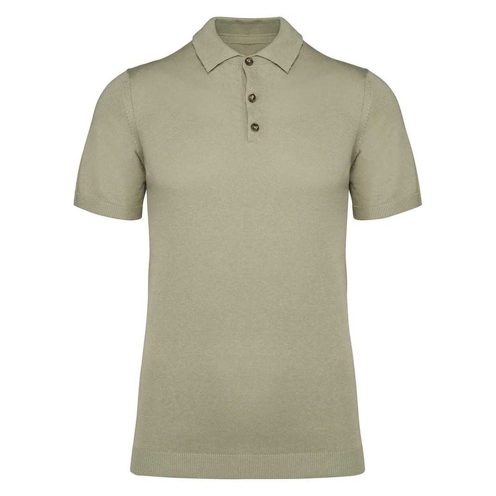 Almond Green - Front - Spasso Mens Knitted Straight Polo Shirt