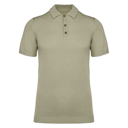 Almond Green - Front - Spasso Mens Knitted Straight Polo Shirt