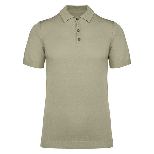 Almond Green - Front - Spasso Mens Knitted Straight Polo Shirt