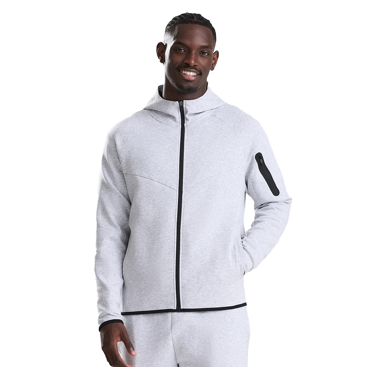 Sport Grey - Side - Just Cool Mens AWDis Adapt Fleece Full Zip Hoodie