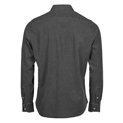 Black Denim - Back - Tee Jays Mens Denim Long-Sleeved Shirt