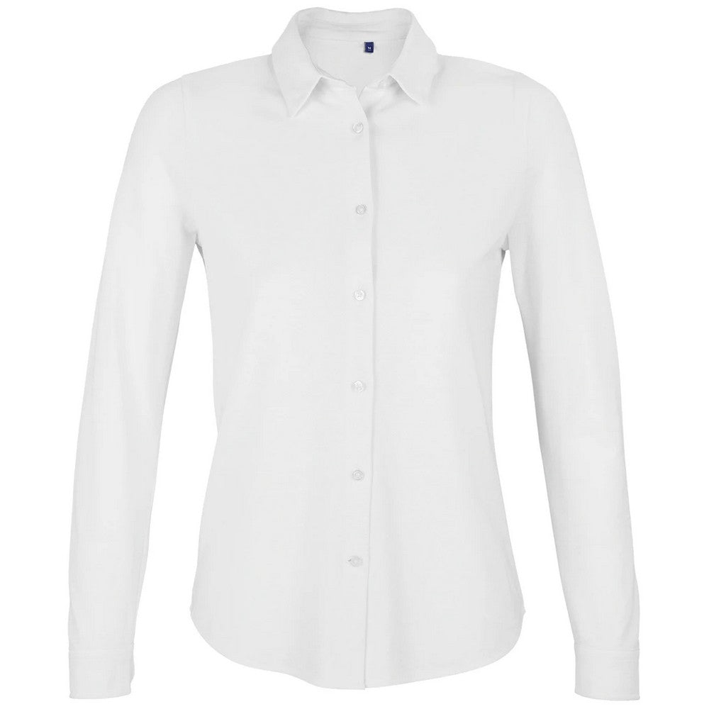 Optic White - Front - NEOBLU Womens-Ladies Basile Organic Cotton Long-Sleeved Shirt