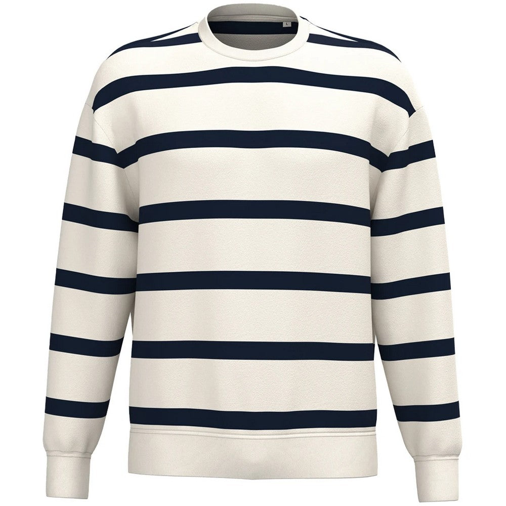Ivory-Navy - Front - Native Spirit Unisex Adult Striped Sweatshirt
