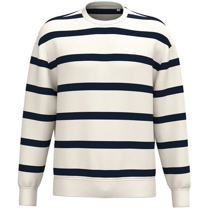 Ivory-Navy - Front - Native Spirit Unisex Adult Striped Sweatshirt