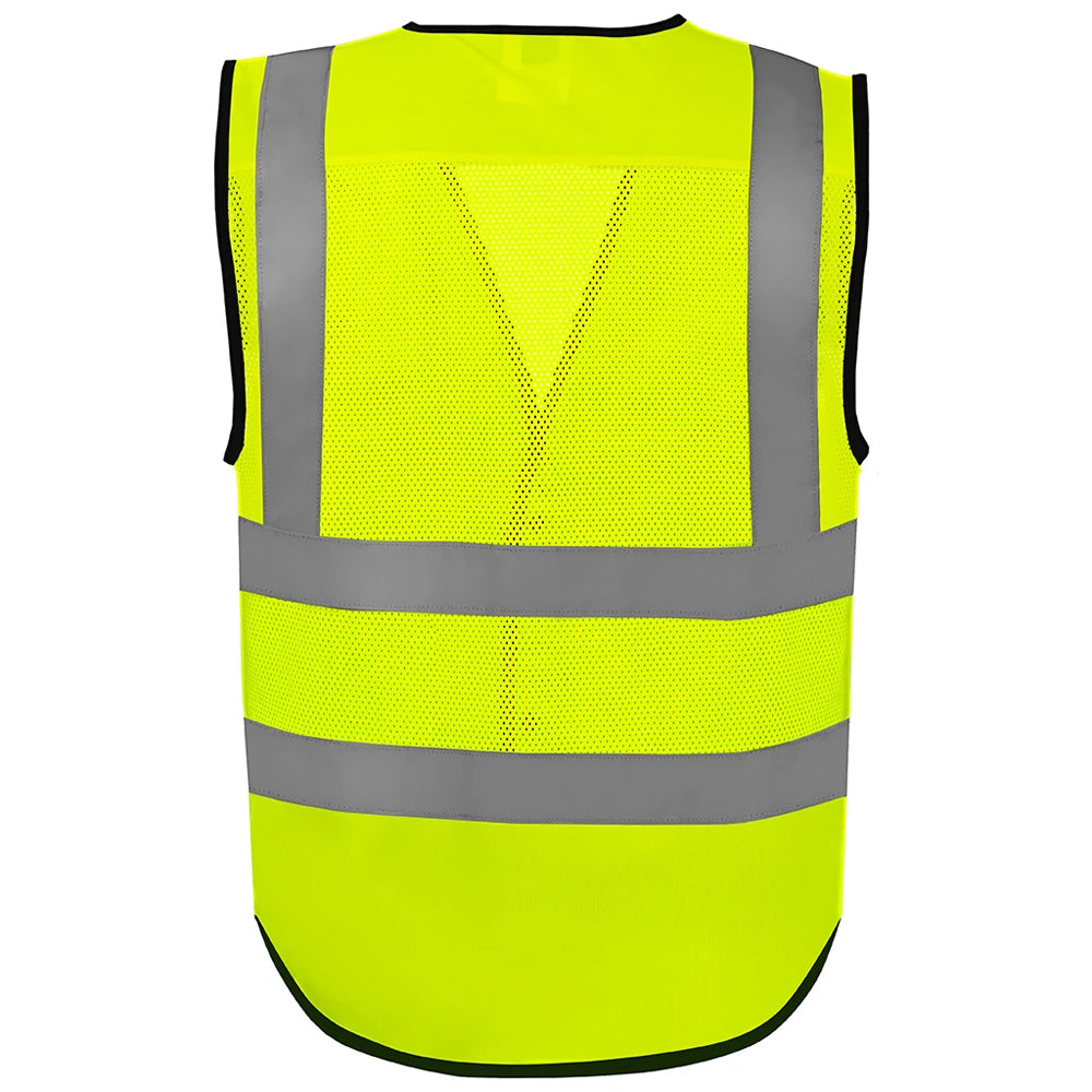 Yellow - Back - Yoko Unisex Adult Superior Eco Mesh Hi-Vis Waistcoat