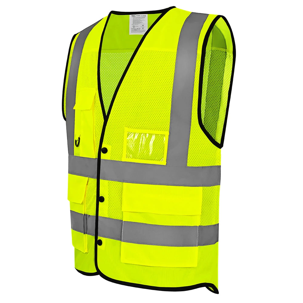 Yellow - Side - Yoko Unisex Adult Superior Eco Mesh Hi-Vis Waistcoat