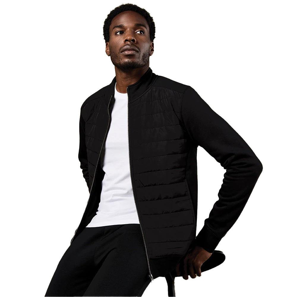 Black - Side - Kustom Kit Unisex Adult Quilted Full Zip Regular Sweat Jacket