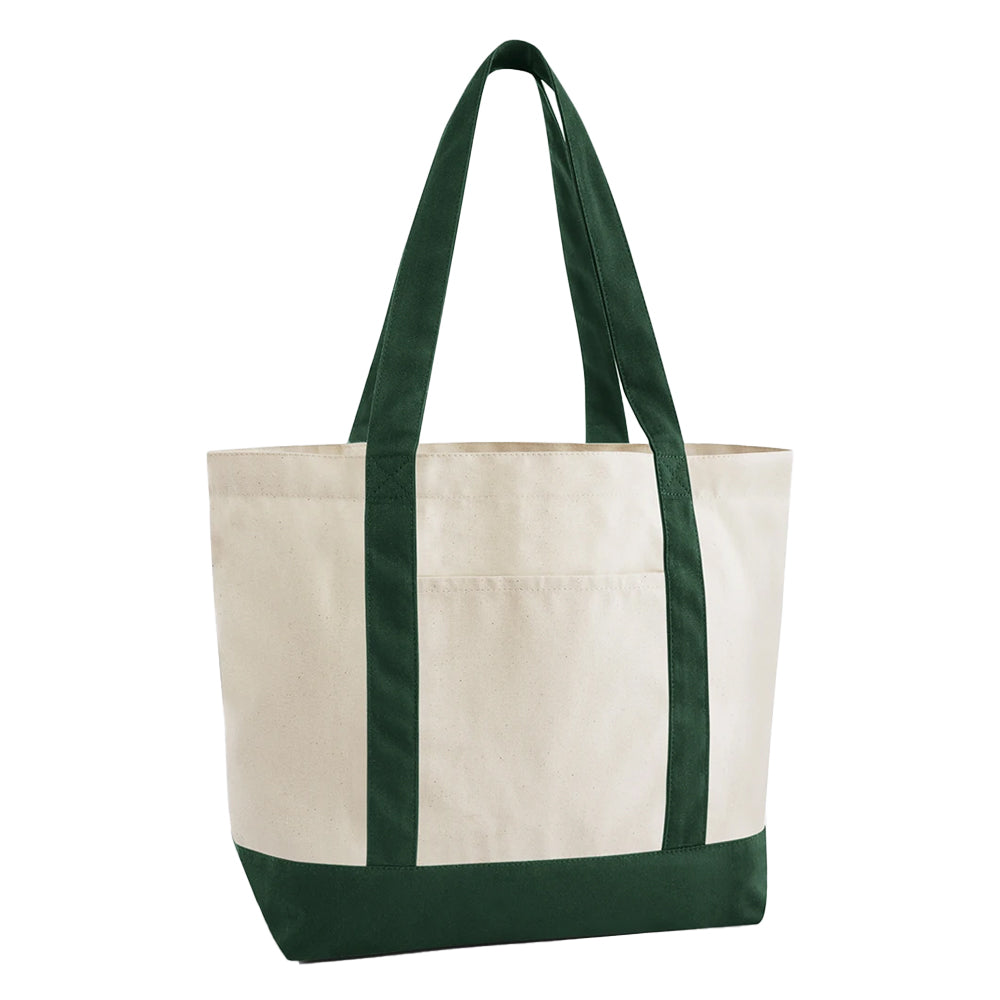 Natural-Bottle Green - Front - Westford Mill EarthAware Organic Varsity Tote Bag