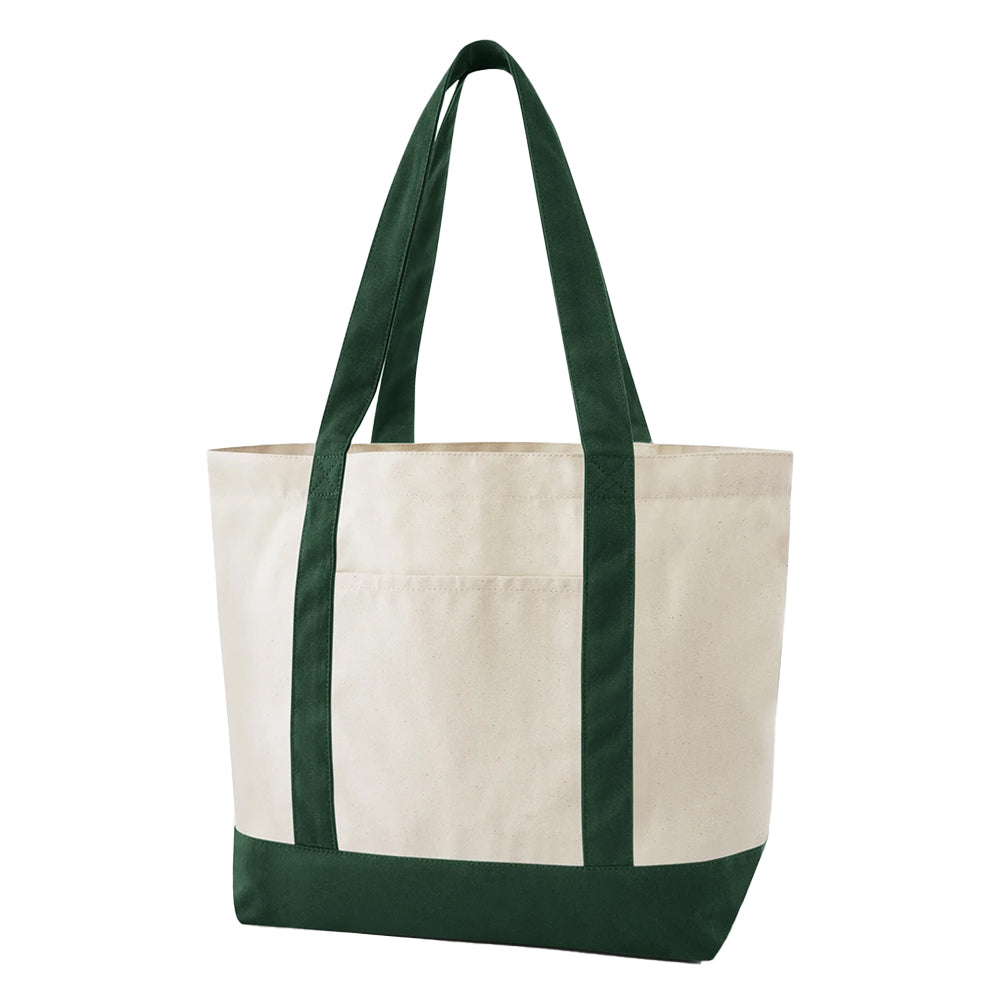 Natural-Bottle Green - Back - Westford Mill EarthAware Organic Varsity Tote Bag