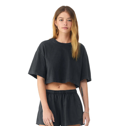 Washed Black - Front - Bella + Canvas Womens-Ladies Heavyweight Crop T-Shirt