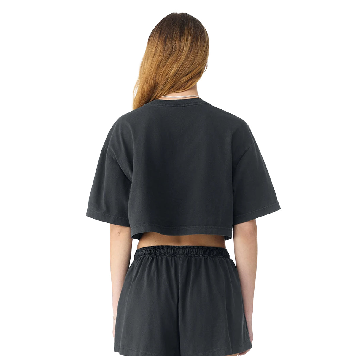 Washed Black - Back - Bella + Canvas Womens-Ladies Heavyweight Crop T-Shirt